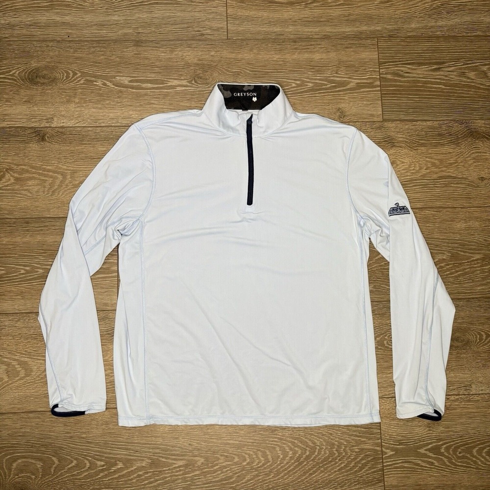 Greyson Mens Size Large Light Blue 1/4 Zip Pullover Franklin Bridge Golf Logo